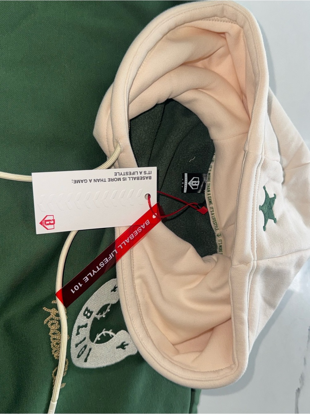 Baseball Lifestyle Rodeo Club Green & Cream Pullover Hoodie - Picture 4 of 5